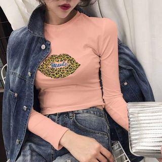 Lip Print Long-sleeve T-shirt
