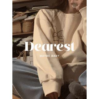 Letter-printed Oversized Sweatshirt Cream - One Size