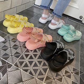 Platform Lettering Strappy Sandals