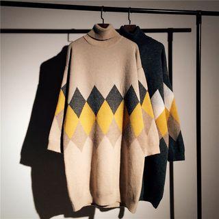 Argyle Oversize Sweater Dress