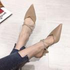 Pointed Cross Strap Low Heel Mules