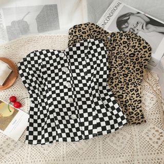 Button-up Printed Tube Top