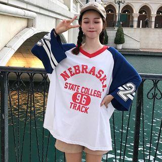 Cut Out Long-sleeve Print T-shirt