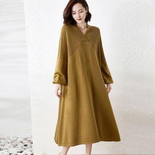 Flared-cuff Knit Dress
