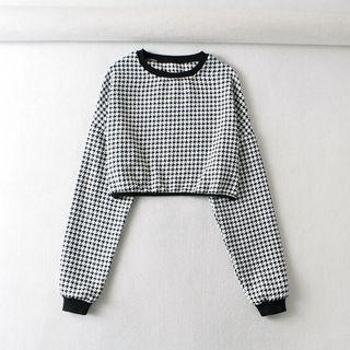 Houndstooth Crop Sweatshirt