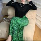 Long-sleeve T-shirt / Pattern Midi Mermaid Skirt