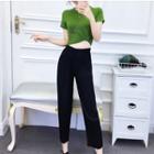Short-sleeve Crop Top / Harem Pants