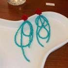 Flower Acrylic Fringed Earring 1 Pair - Red & Blue - One Size