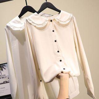 Frill-trim Shirt / Spaghetti Strap Mini Dress / Set