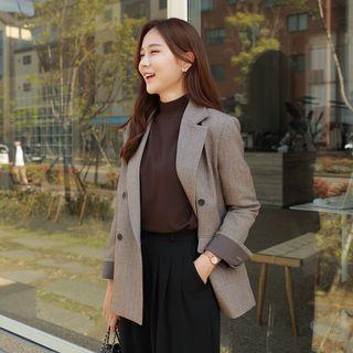 Double-button Slit-back Plaid Blazer