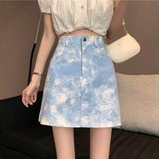 Tie-dyed A-line High Waist Mini Skirt