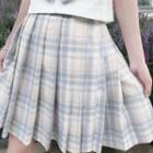 Plaid Midi Skirt / Bow / Set