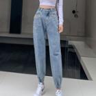 Beaded High-waist Jogger Jeans