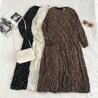 Polka Dot Frilled Long-sleeve Dress