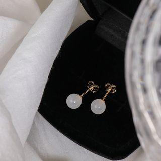 Faux Pearl Earring 1 Pair - 14k Gold - White - One Size