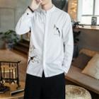 Long-sleeve Embroidered Frog-button Shirt