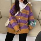 Striped Cardigan Stripes - Purple - One Size