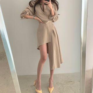 Asymmetrical Mini A-line Shirt Dress