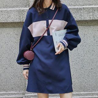 Long-sleeve Polo Shirt Dress As Shown In Figure - One Size