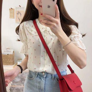 Short-sleeve Chiffon Pattern Top