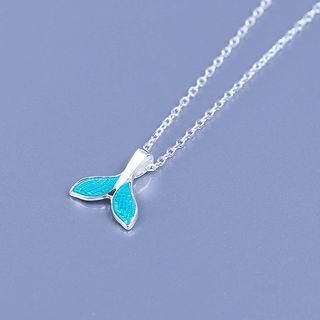 925 Sterling Silver Whale Tail Necklace Silver - One Size