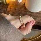 Rhinestone Alloy Open Ring With Gift Box - Gold - One Size