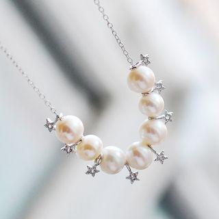 Rhinestone Star Faux Pearl Necklace