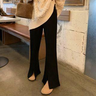 Plain Slit Flared Pants