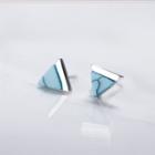 925 Sterling Silver Turquoise Triangle Stud Earring 1 Pair - As Shown In Figure - One Size