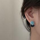 925 Sterling Silver Glaze Square Earring 1 Pair - Earring - Geometric - One Size