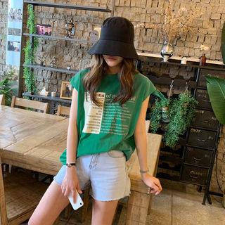 Cap-sleeve Lettered T-shirt