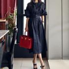 Bell-sleeve Midi A-line Shirtdress