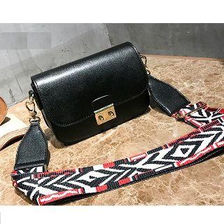 Push Lock Wide-strap Cross Bag