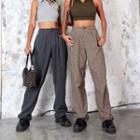 High-waist Houndstooth Print Wide Leg Pants