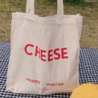 Cheese Printed Canvas Shopper Bag Ivory - One Size