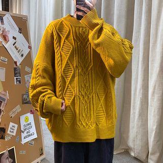 Plain Patterned Round Neck Sweater