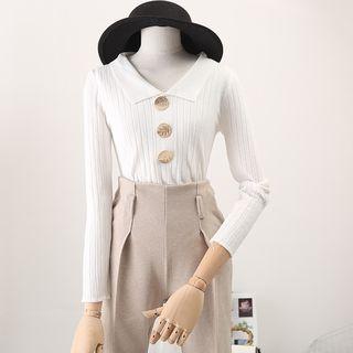 Buttoned Knit Polo Shirt