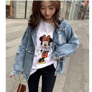 Ripped Button Denim Jacket