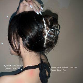 Rhinestone Alloy Hair Clamp Silver - One Size