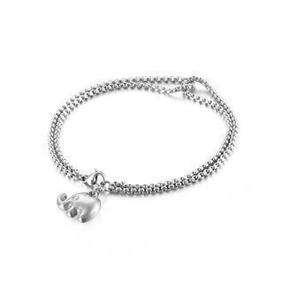 Simple And Cute Elephant 316l Stainless Steel Double-layer Bracelet Silver - One Size