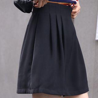 Plain Pintuck Mini Skirt