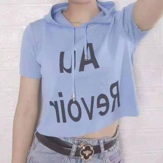 Short-sleeve Lettering Knit Hoodie