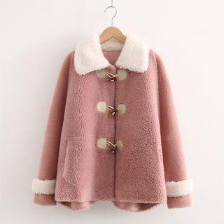 Faux Shearling Collared Toggle Jacket