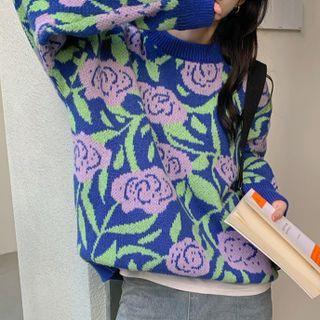 Flower Sweater Purple Rose - Blue - One Size