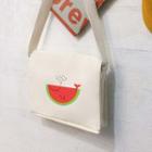 Watermelon Print Flap Crossbody Bag White - One Size