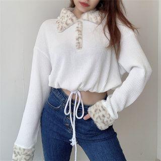 Fleece Panel Cropped Knit Top