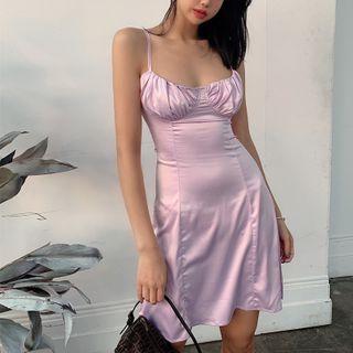 Spaghetti Strap Open-back Lace-up A-line Dress
