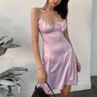 Spaghetti Strap Open-back Lace-up A-line Dress