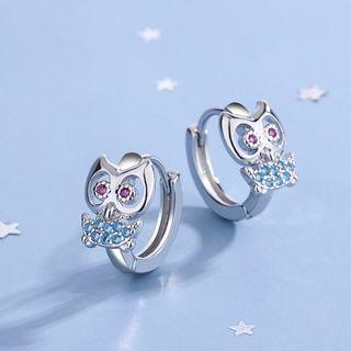 Owl Rhinestone Alloy Earring 1 Pair - Silver - One Size