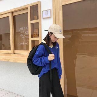 Contrast Collar Pullover As Shown In Figure - One Size